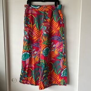 100% Linen Tropical Wide-Leg Pants